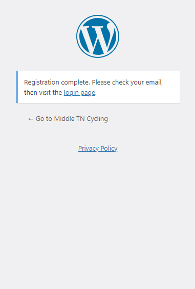 Image of the "registration complete" notification.