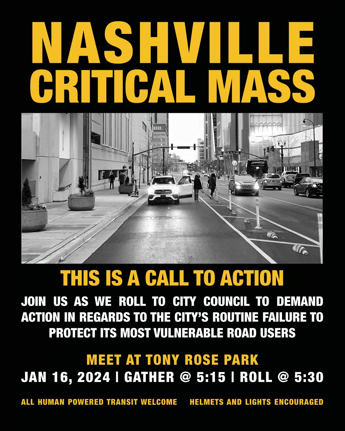 Nashville Critical Mass bike ride January