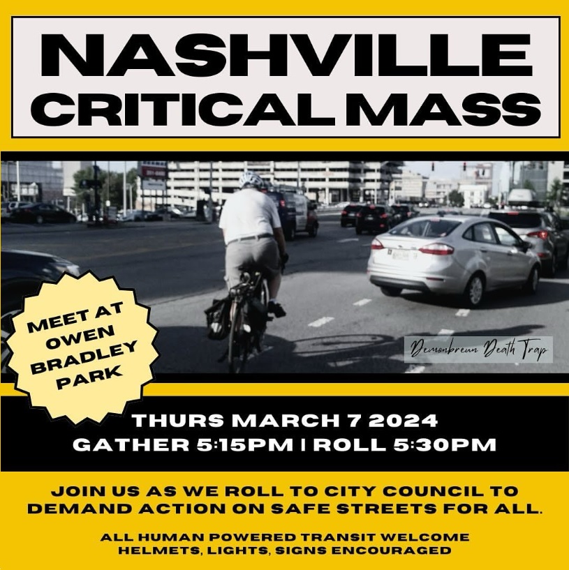 Nashville Critical Mass bike ride March