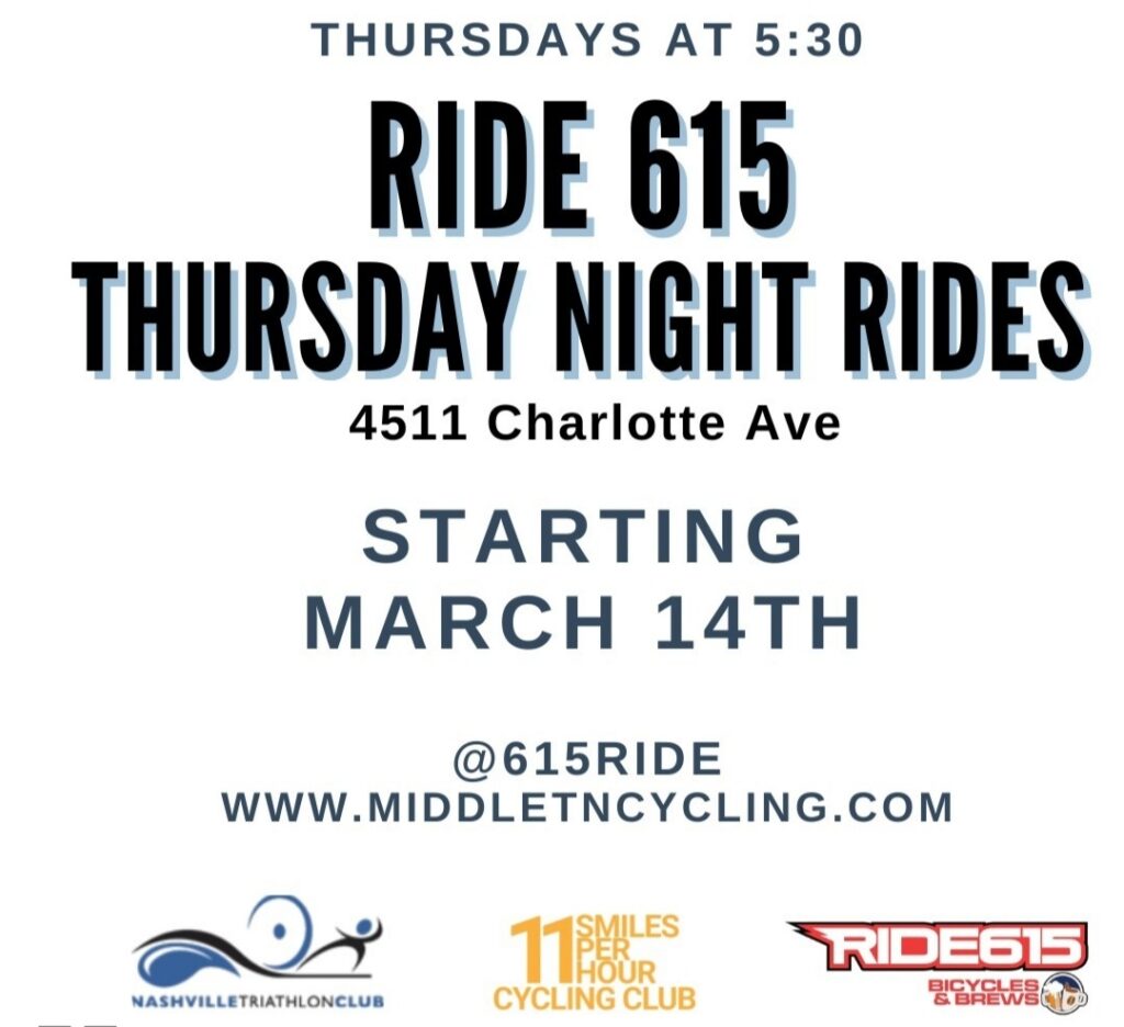 Ride 615 Thursday Night bike ride flyer