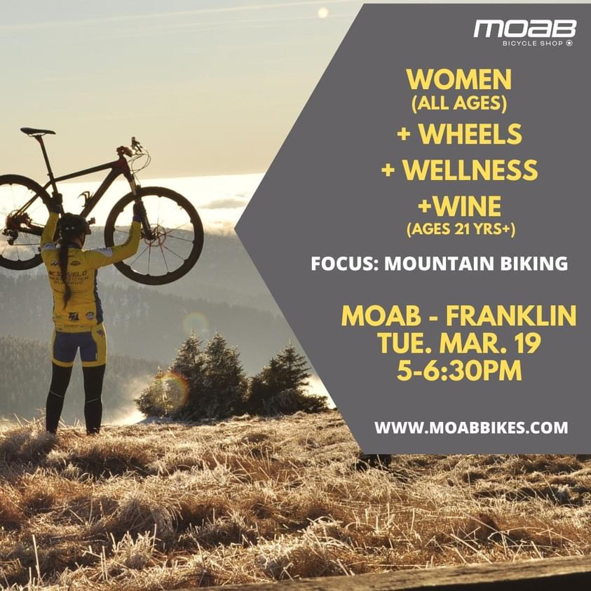 Women Wheels Wellness Wine bike event flyer