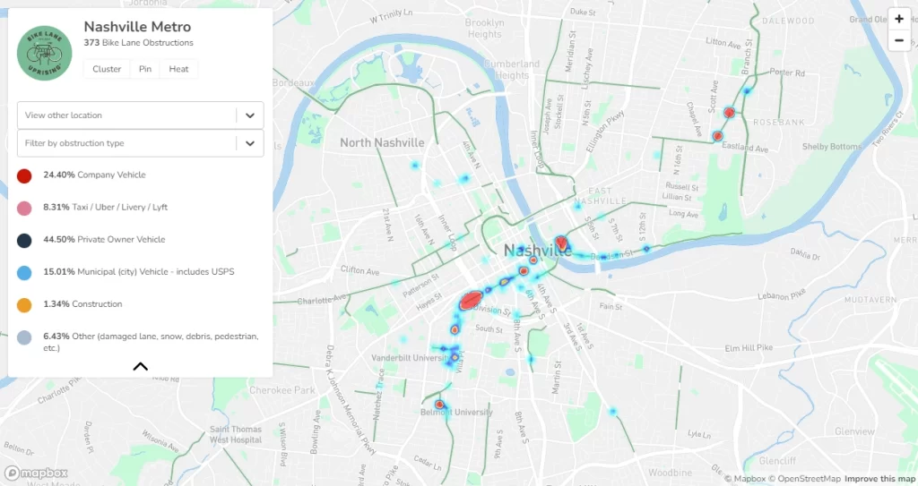 Bike Lane Uprising Nashville Map